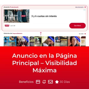 anuncio en la página principal